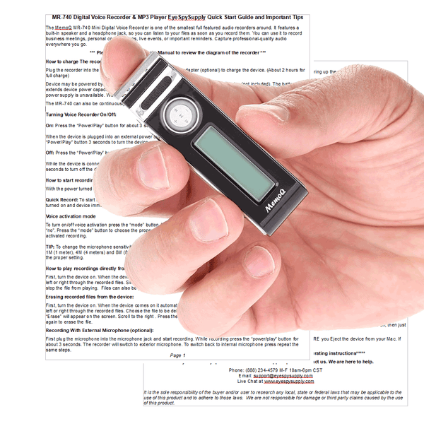 small spy recorder in hand